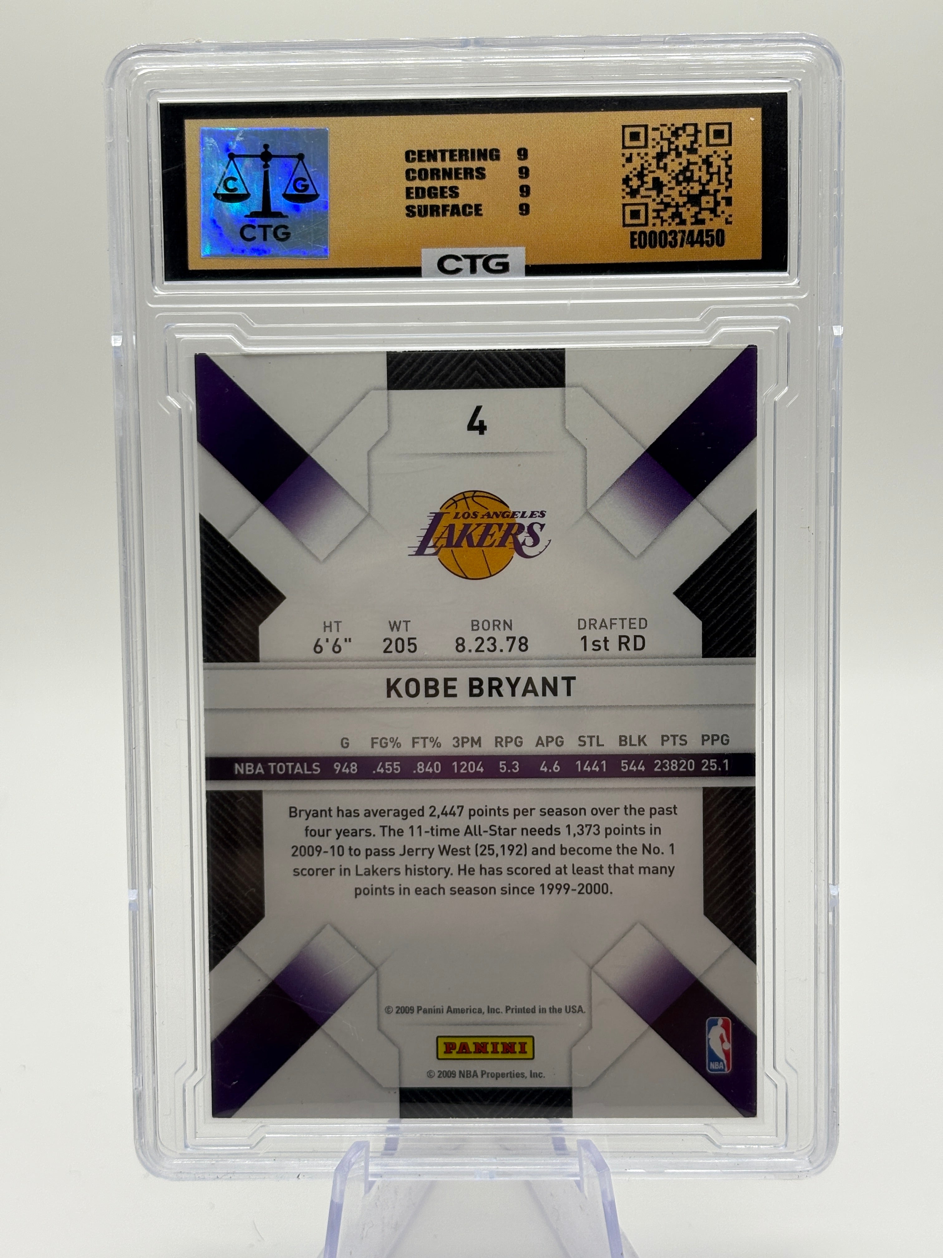 2009-10 Panini Threads #4 Kobe Bryant CTG 9 Mint FRENLY BRICKS - Open 7 Days